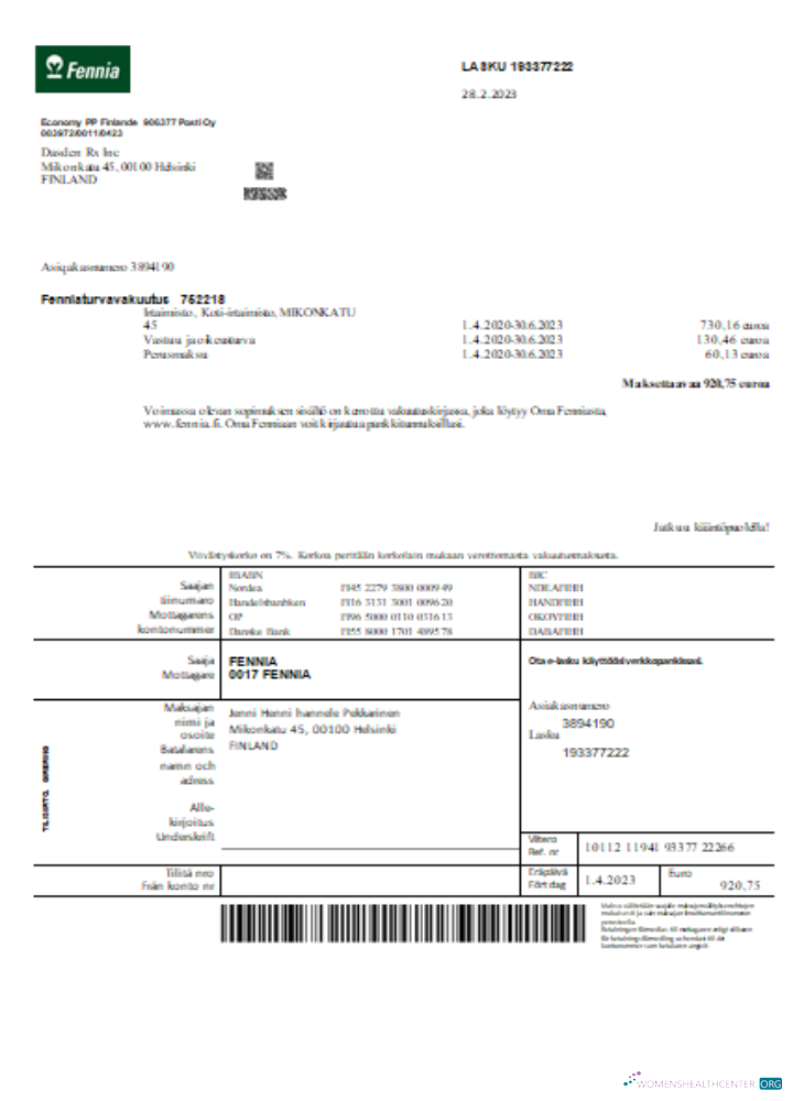 Download Fennia Insurance company business bill, SCR Photoshop template